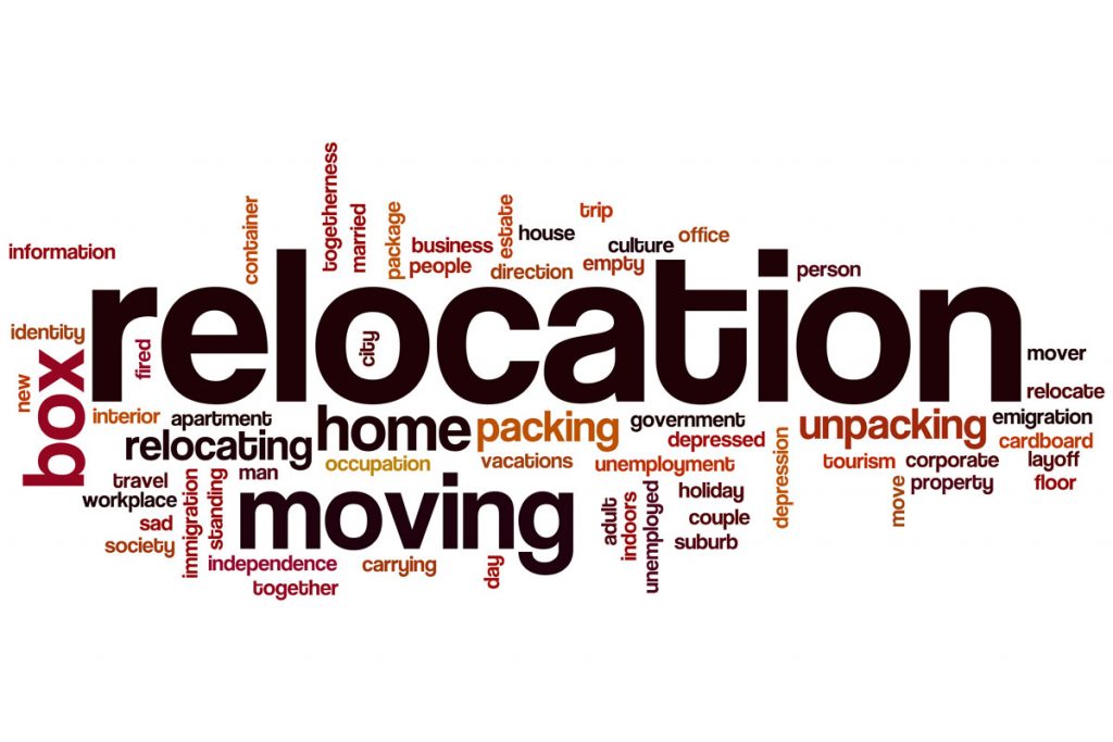 Relocation related words in word grid